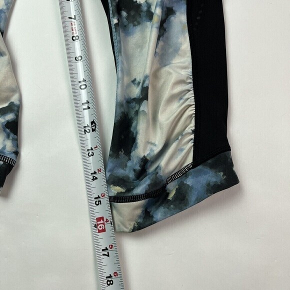 Lululemon leggings Stop At Nothing Crop Black Blooming Pixie Aquamarine size 6 - Picture 8 of 15